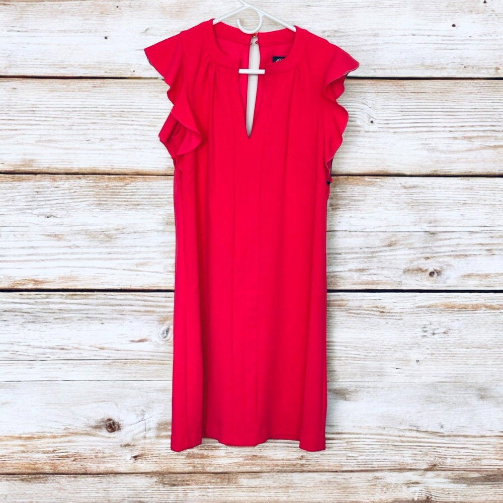 NWT Vince Camuto Hot Pink Midi Dress with ruffled sleeve accents